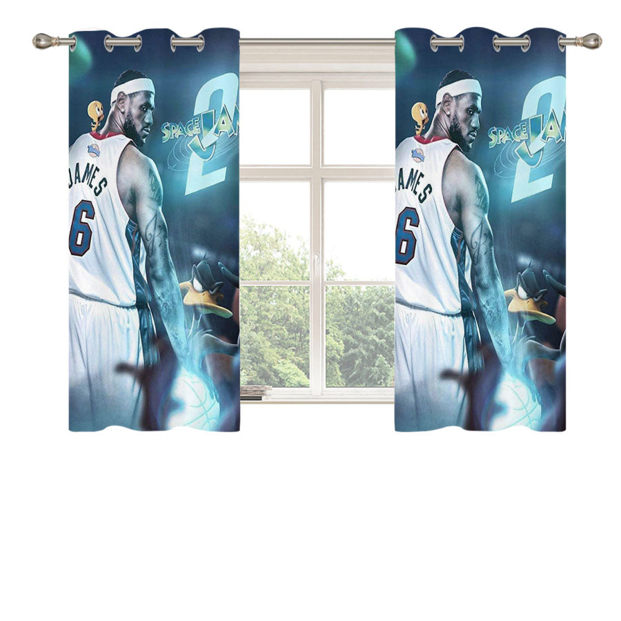 James Lebron Space Jam 2 Peach Skin Window Curtains