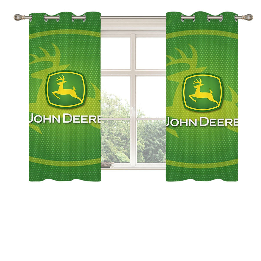 John Deere Green Symbol Peach Skin Window Curtains
