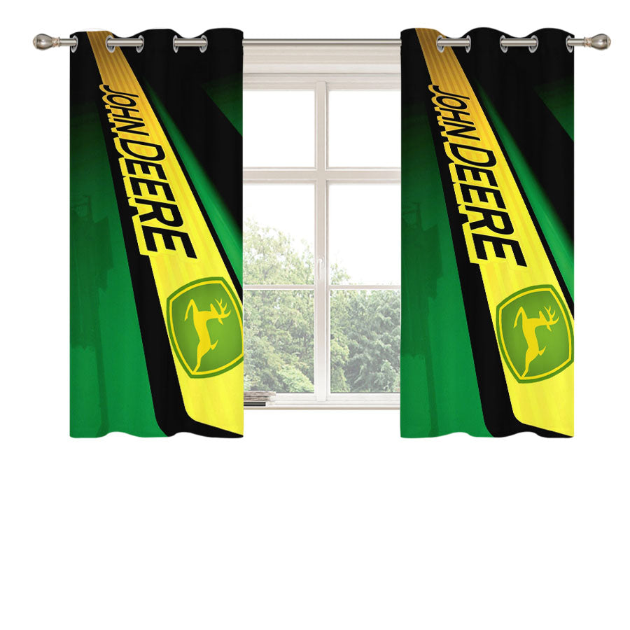 John Deere Green Yellow Peach Skin Window Curtains