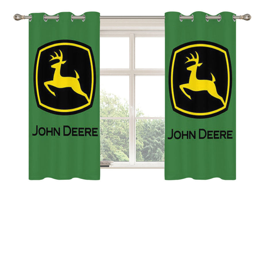 John Deere Minimalist Logo Peach Skin Window Curtains
