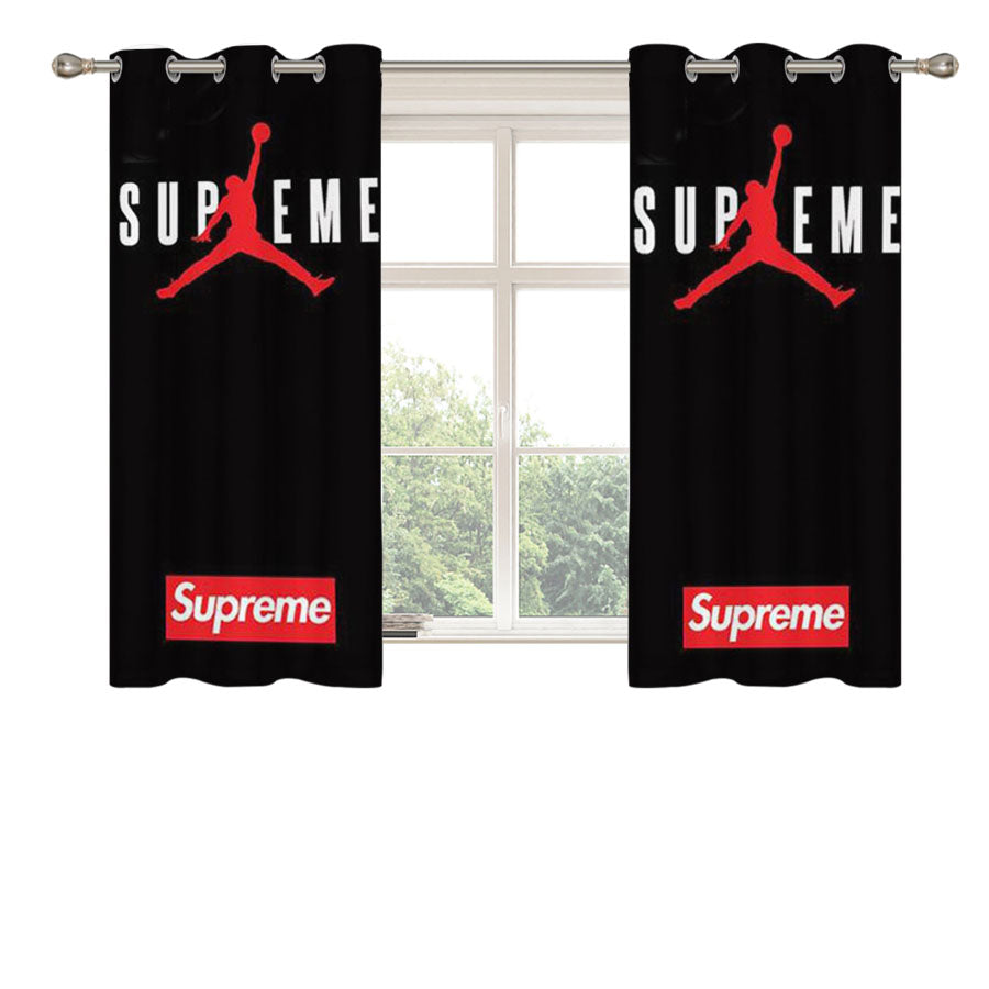 Jordan Supreme Black Peach Skin Window Curtains