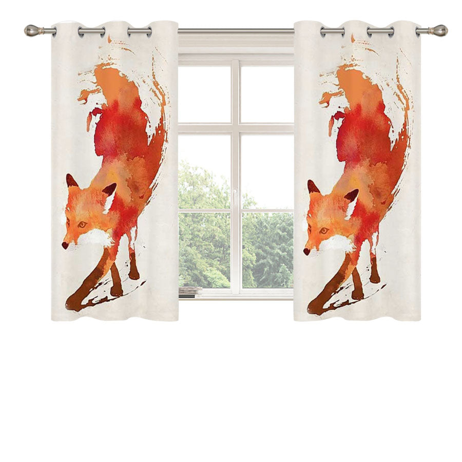 Jump Fox Art Peach Skin Window Curtains