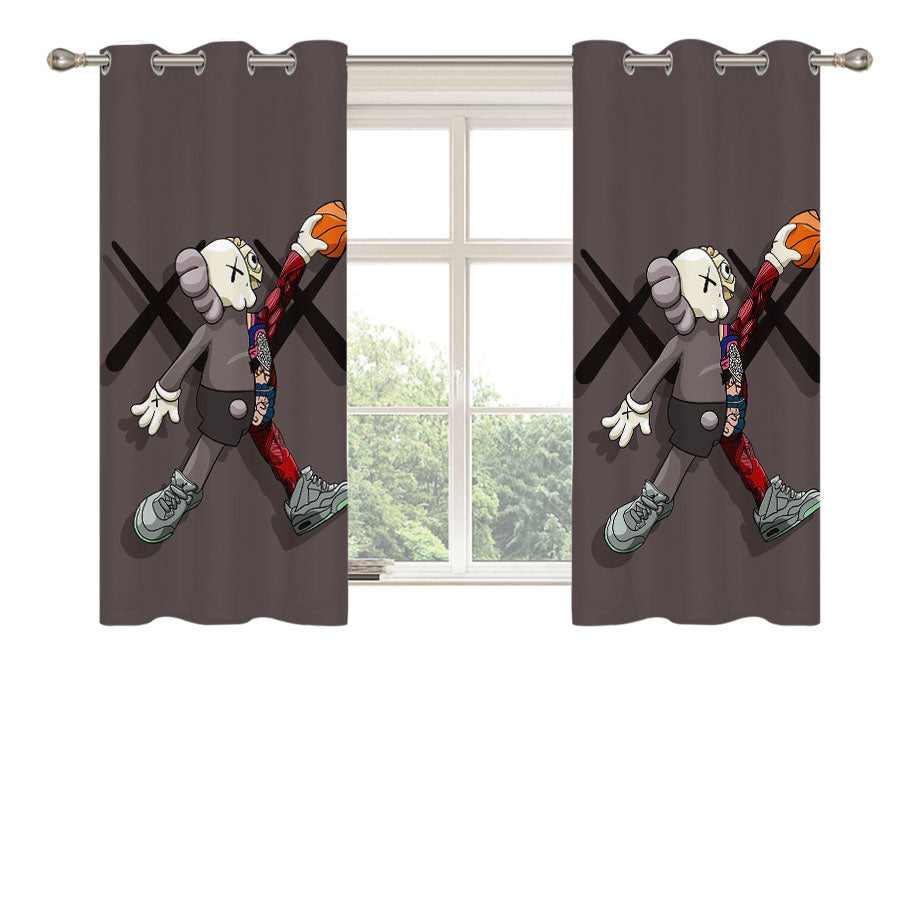 Kaws Basketball Peach Skin Window Curtains