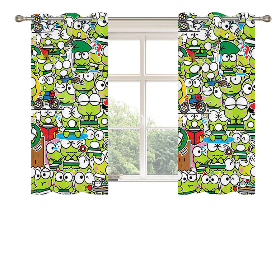 Keroppi Collage Peach Skin Window Curtains
