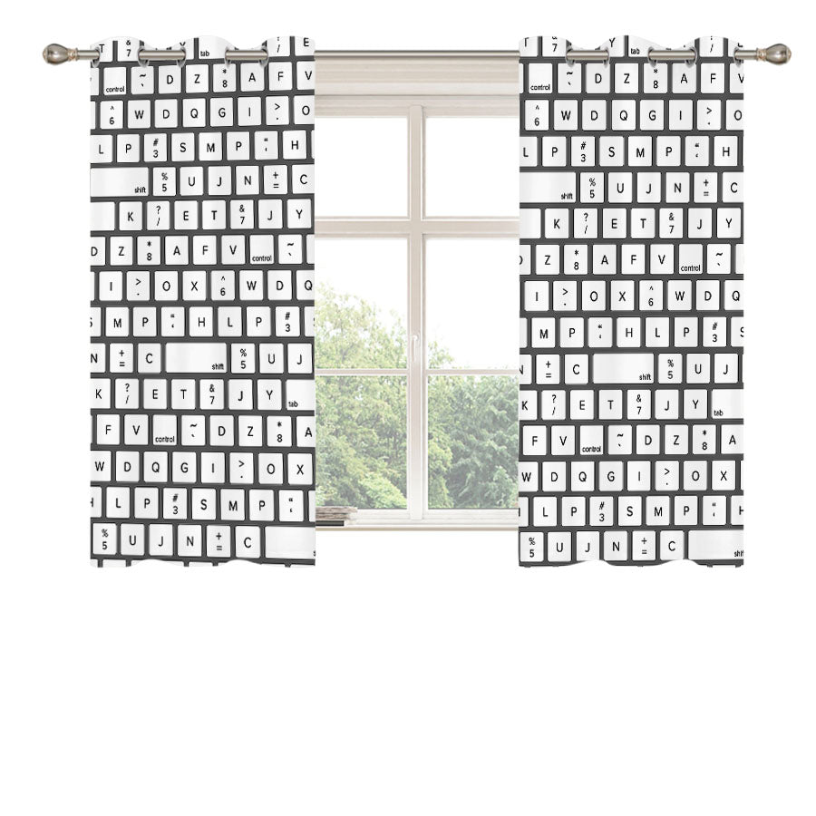 Keyboard Pattern Peach Skin Window Curtains