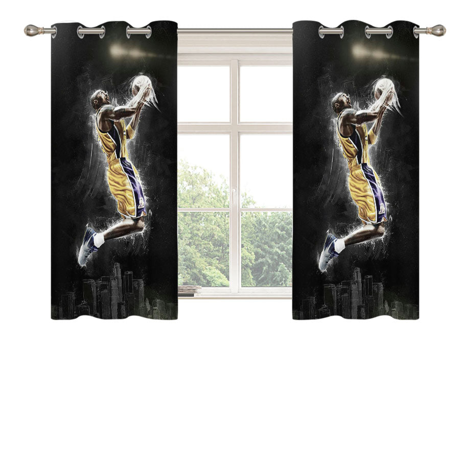 Kobe Bryant 3D Peach Skin Window Curtains