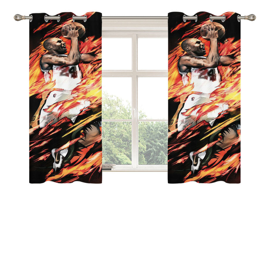 Kobe Bryant Fire Peach Skin Window Curtains