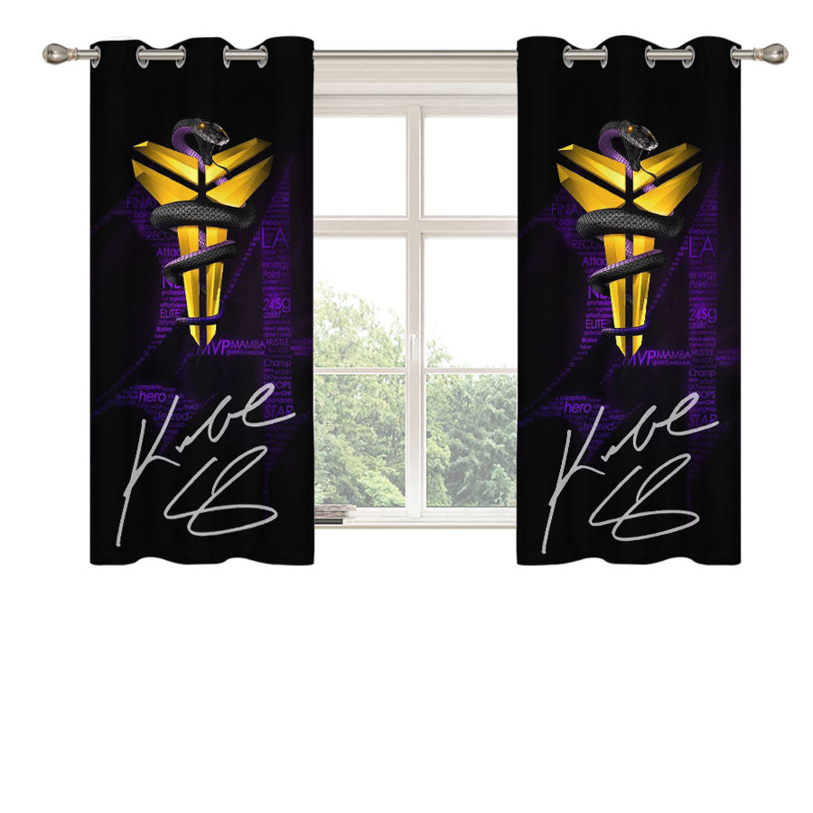 Kobe Bryant Nba Black Mamba Peach Skin Window Curtains