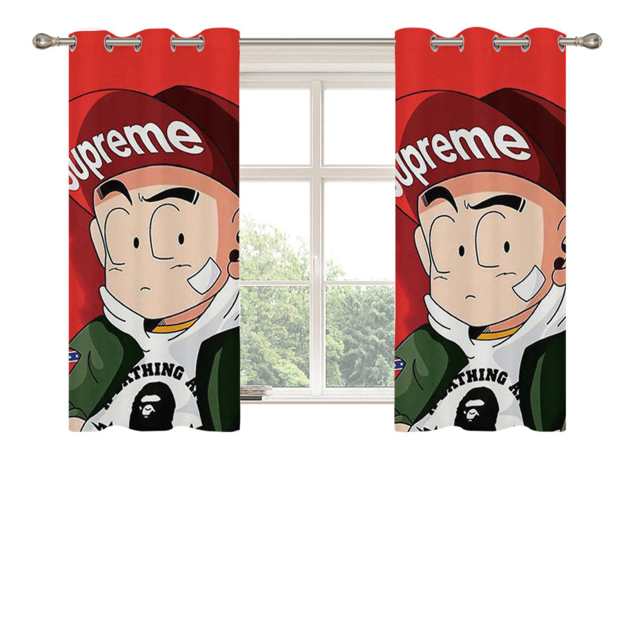 Krillin Hypebeast Peach Skin Window Curtains