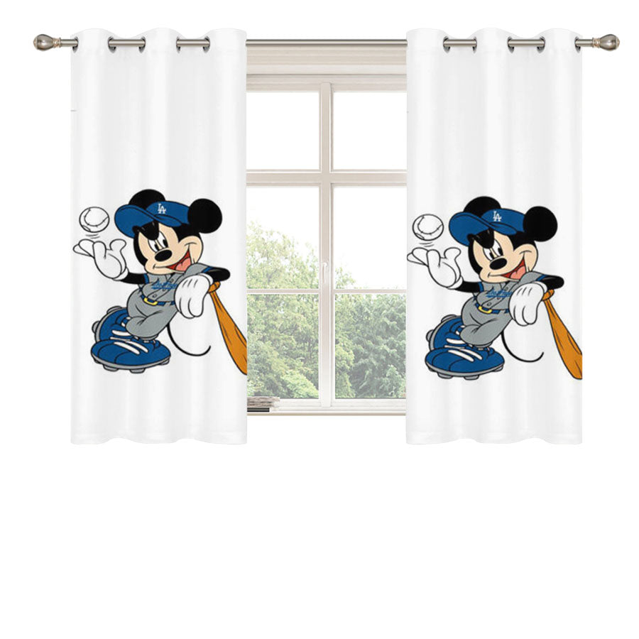 La Dodgers Mickey Mouse Peach Skin Window Curtains