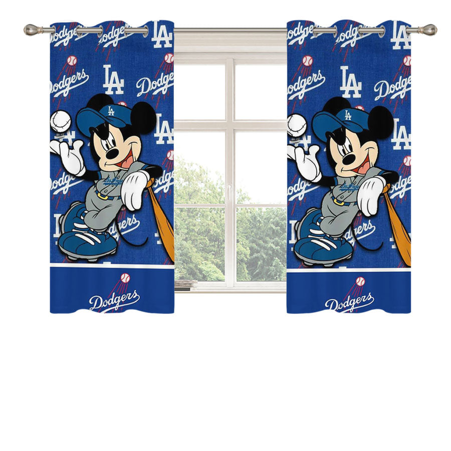 La Dodgers X Mickey Mouse Peach Skin Window Curtains