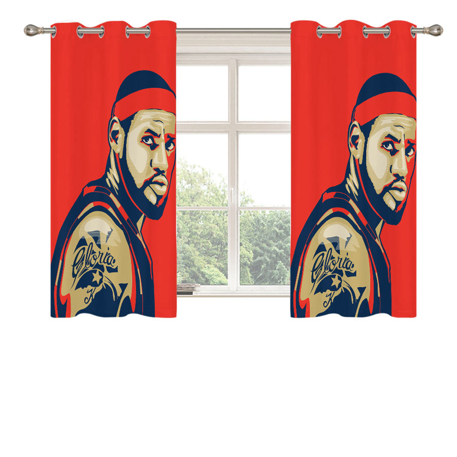 Lebron James Illustration Red Peach Skin Window Curtains