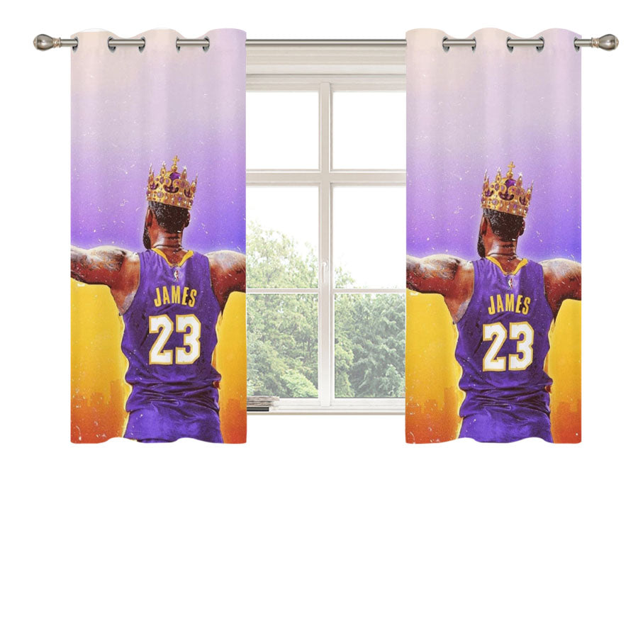 Lebron James Lakers Crown Peach Skin Window Curtains