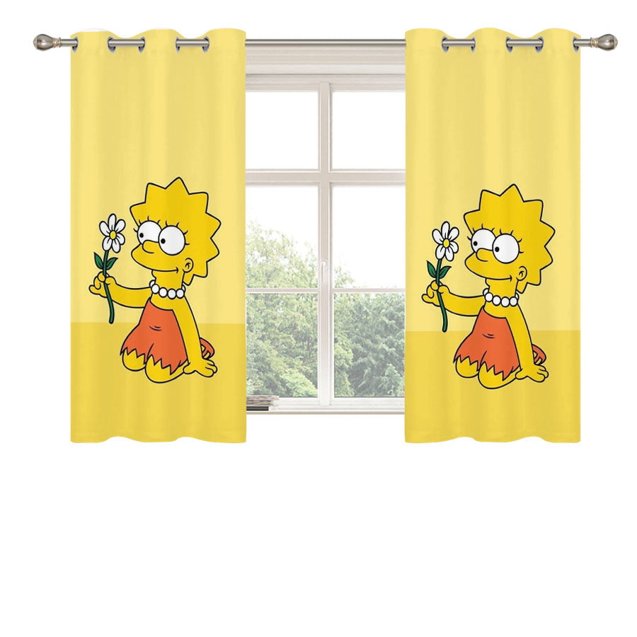 Lisa Simpson And Flower Peach Skin Window Curtains