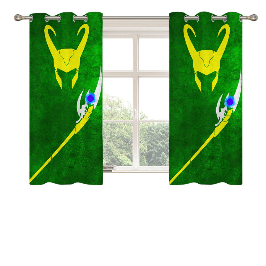 Loki Marvel Villain Vector Peach Skin Window Curtains