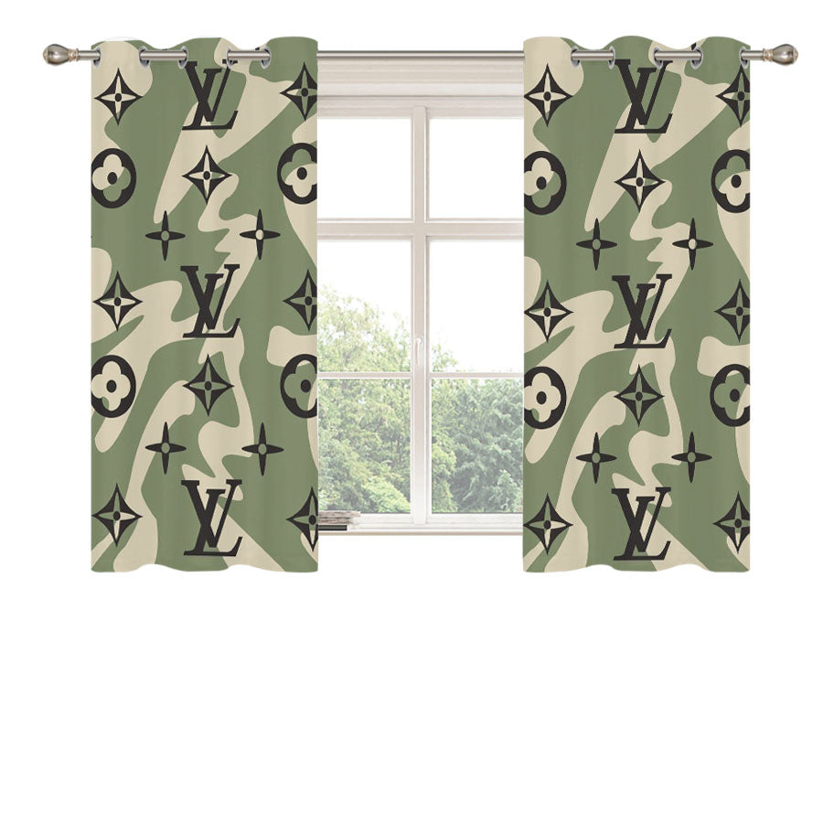 Louis Vuitton Camo 2 Peach Skin Window Curtains