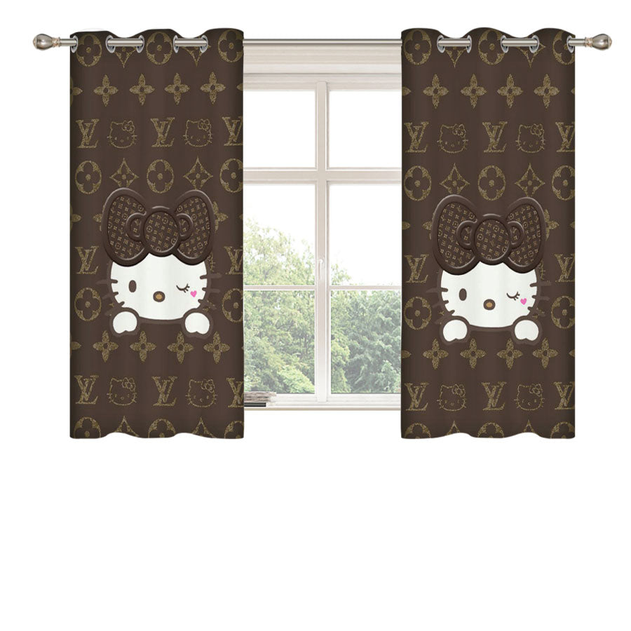 Louis Vuitton Mickey Mouse Peach Skin Window Curtains
