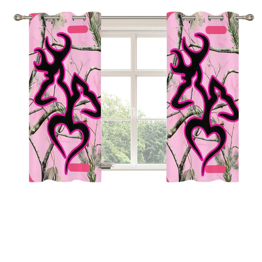 Love Browning Deer Camo Pink Peach Skin Window Curtains