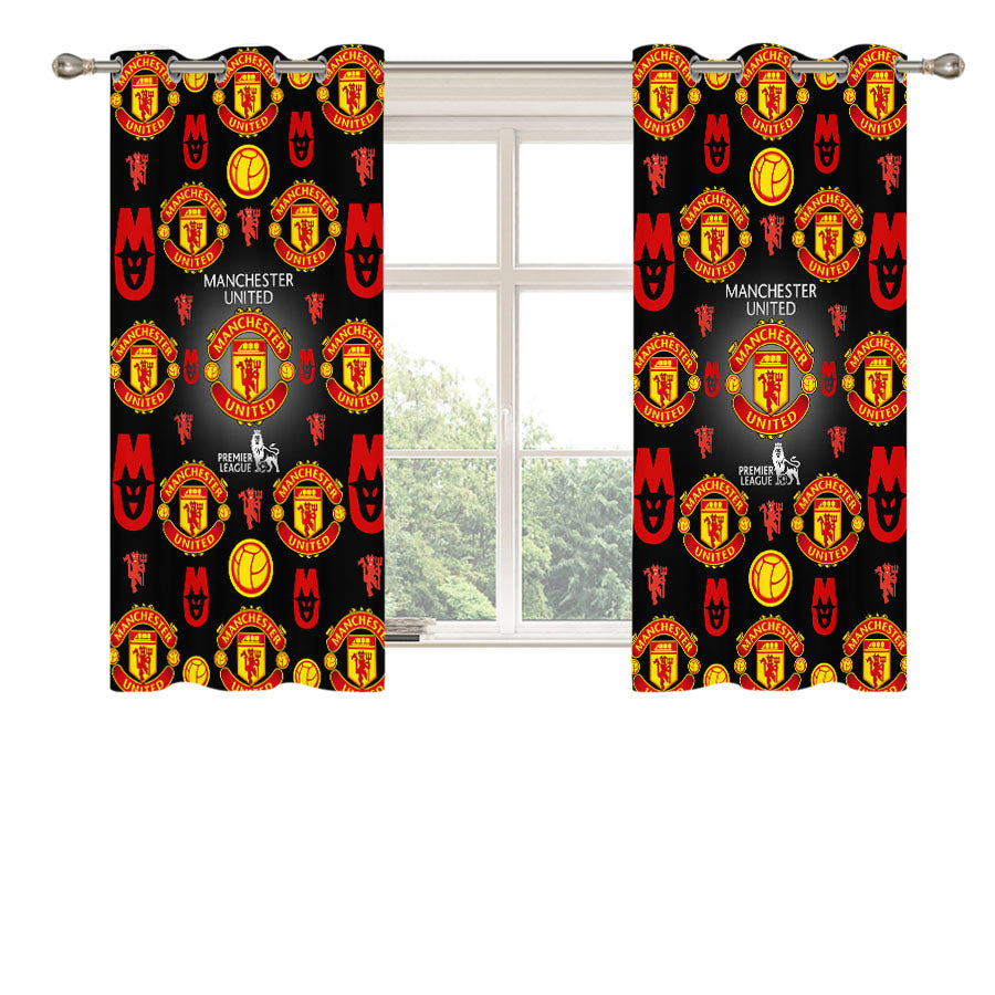 Manchester United Logo Pattern Peach Skin Window Curtains