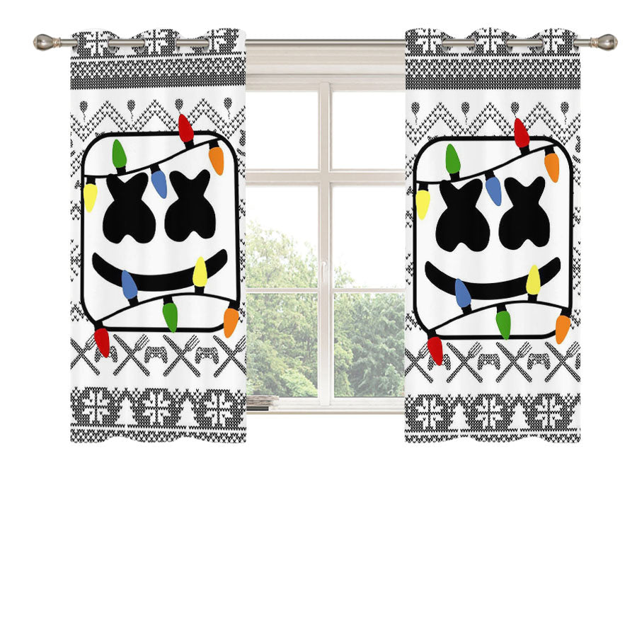Marshmello Christmas Peach Skin Window Curtains