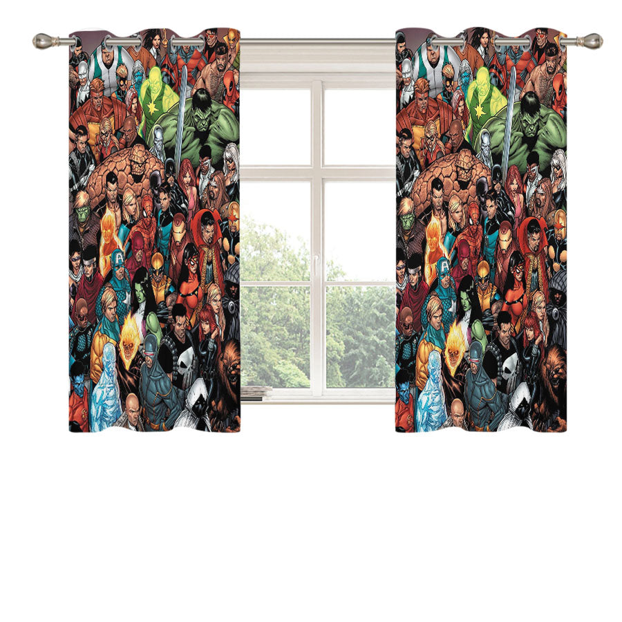 Marvel All Character Peach Skin Window Curtains