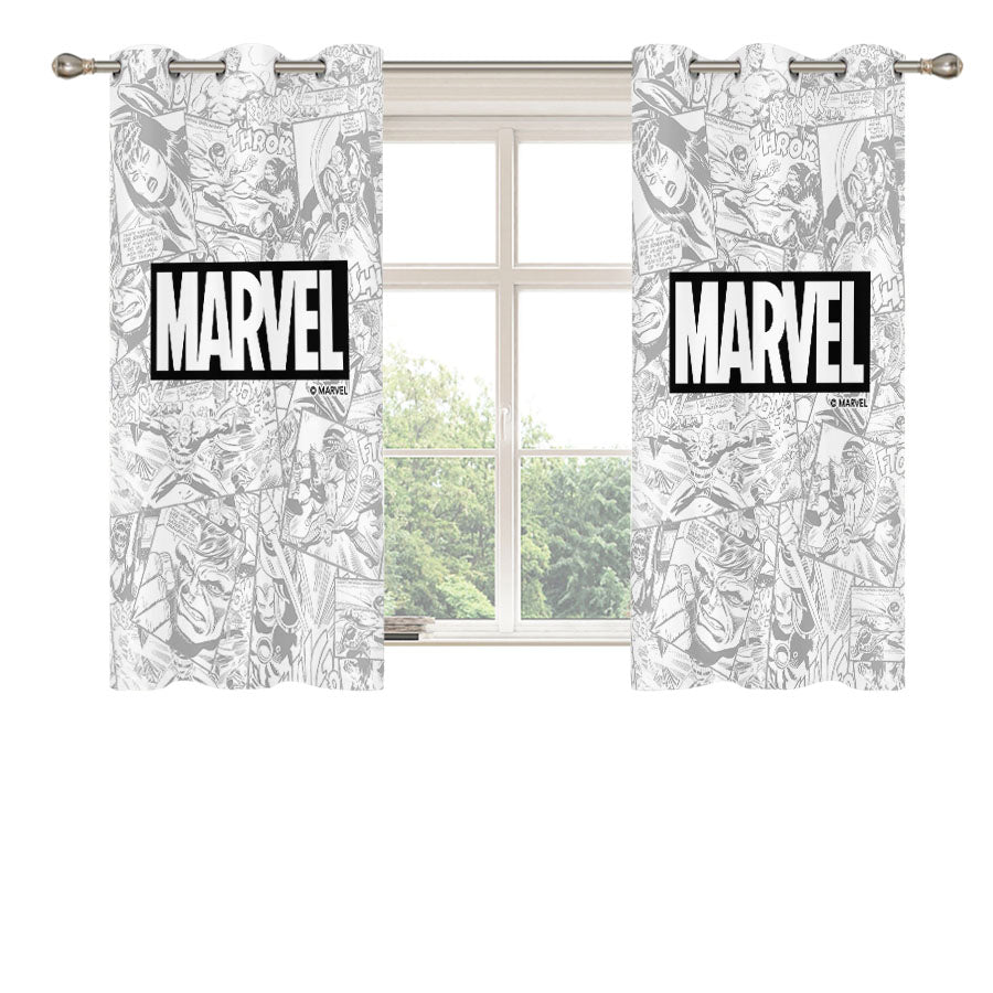 Marvel Comics Monochrome Peach Skin Window Curtains