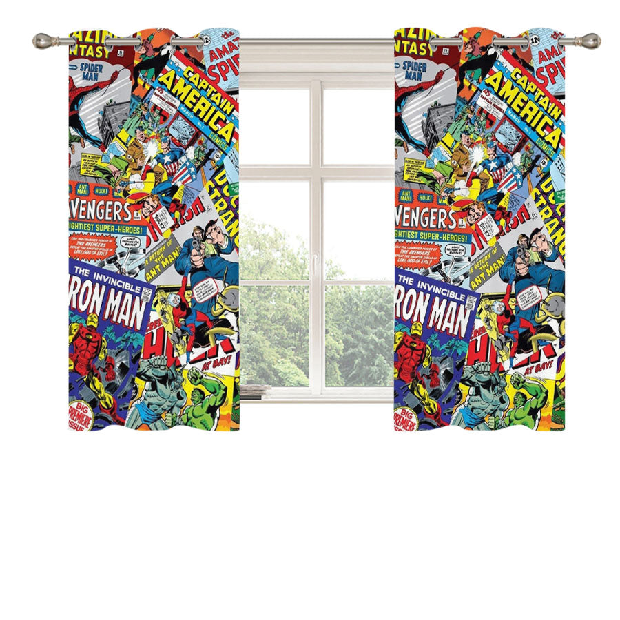 Marvel Comics Pattern Peach Skin Window Curtains