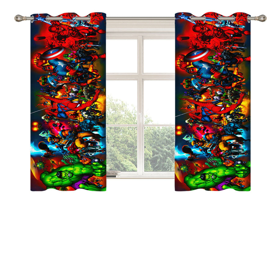 Marvel Heroes Collage Peach Skin Window Curtains