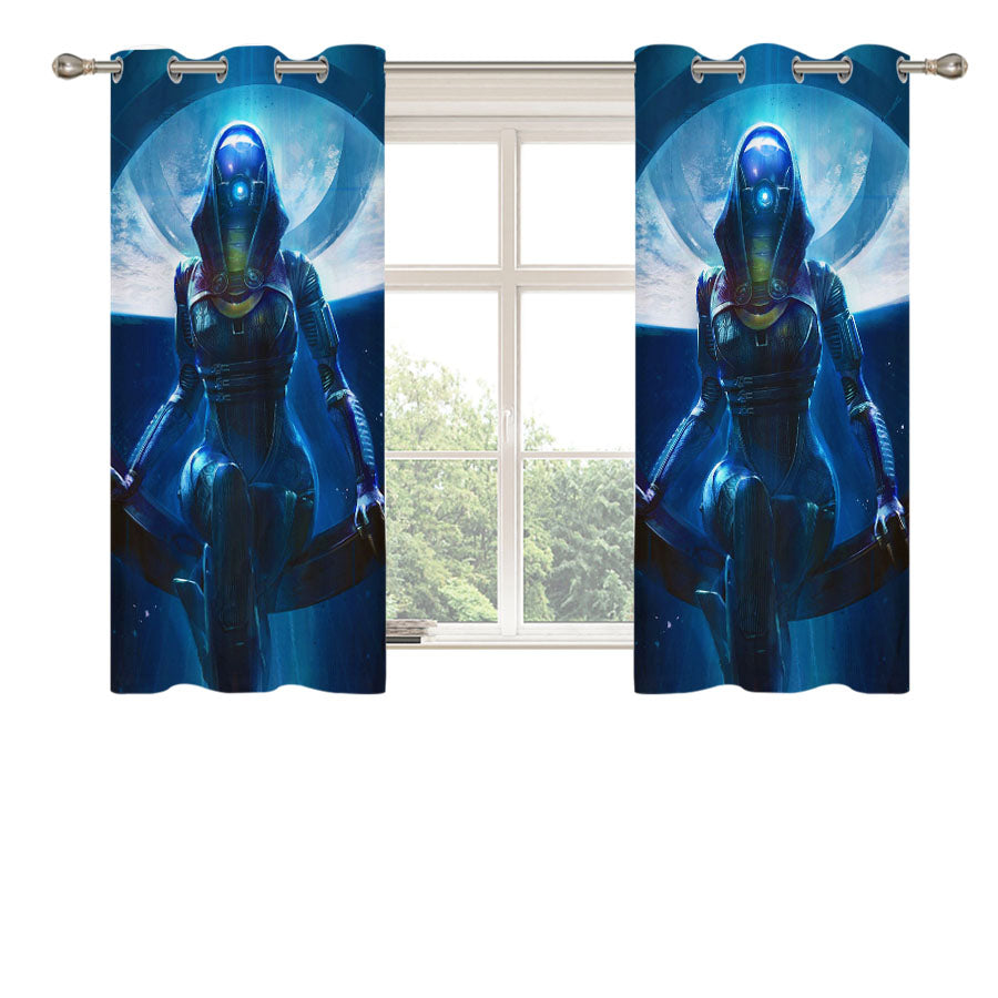 Mass Effect Tali'Zorah Peach Skin Window Curtains