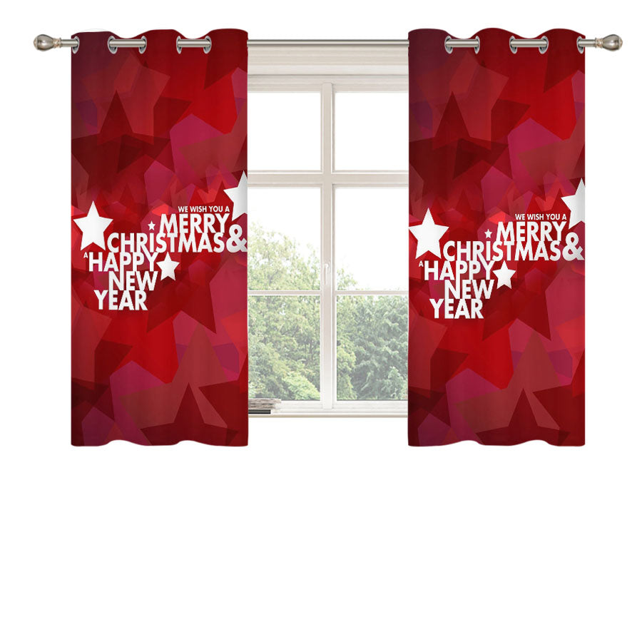 Merry Christmas Peach Skin Window Curtains