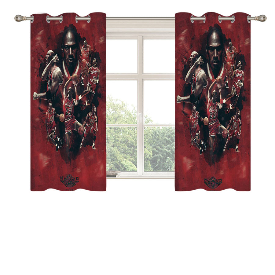 Michael Jordan 23 Red Peach Skin Window Curtains