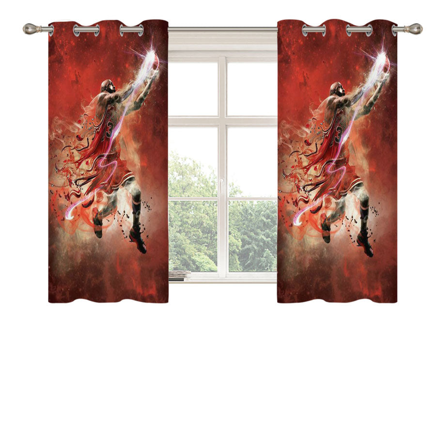 Michael Jordan Slam Dunk Peach Skin Window Curtains