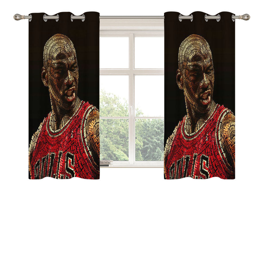 Michael Jordan Typhograpy Peach Skin Window Curtains