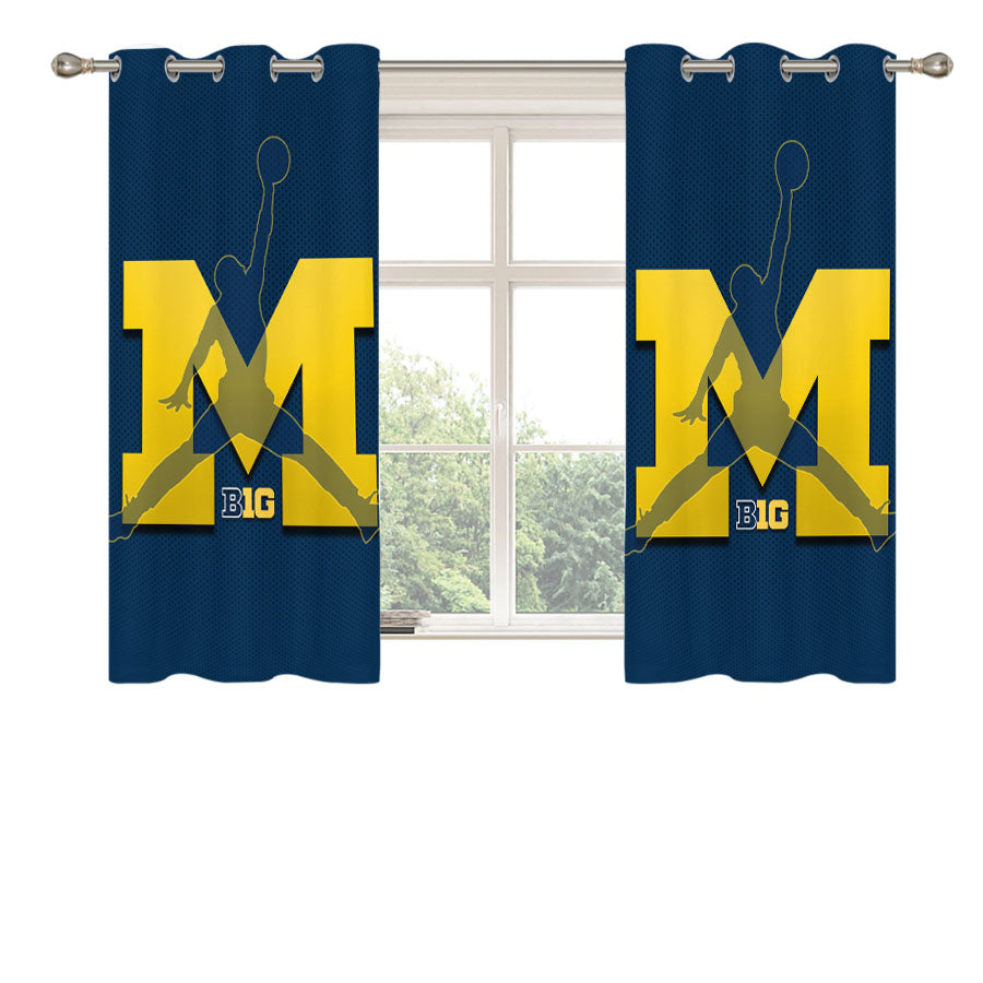 Michigan Wolverines Basketball Peach Skin Window Curtains