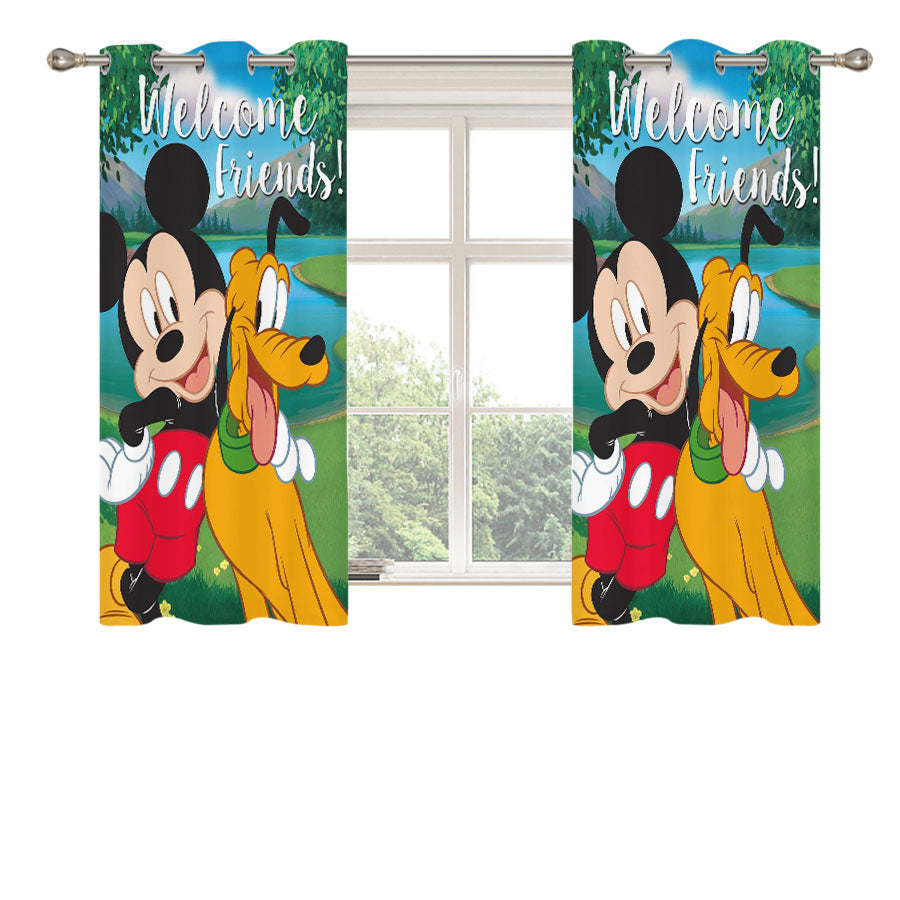 Mickey & Pluto Welcome Friends Peach Skin Window Curtains