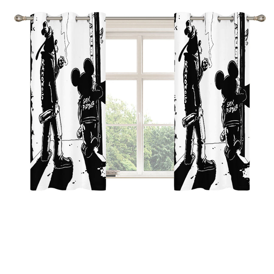 Mickey And Goofy Peach Skin Window Curtains