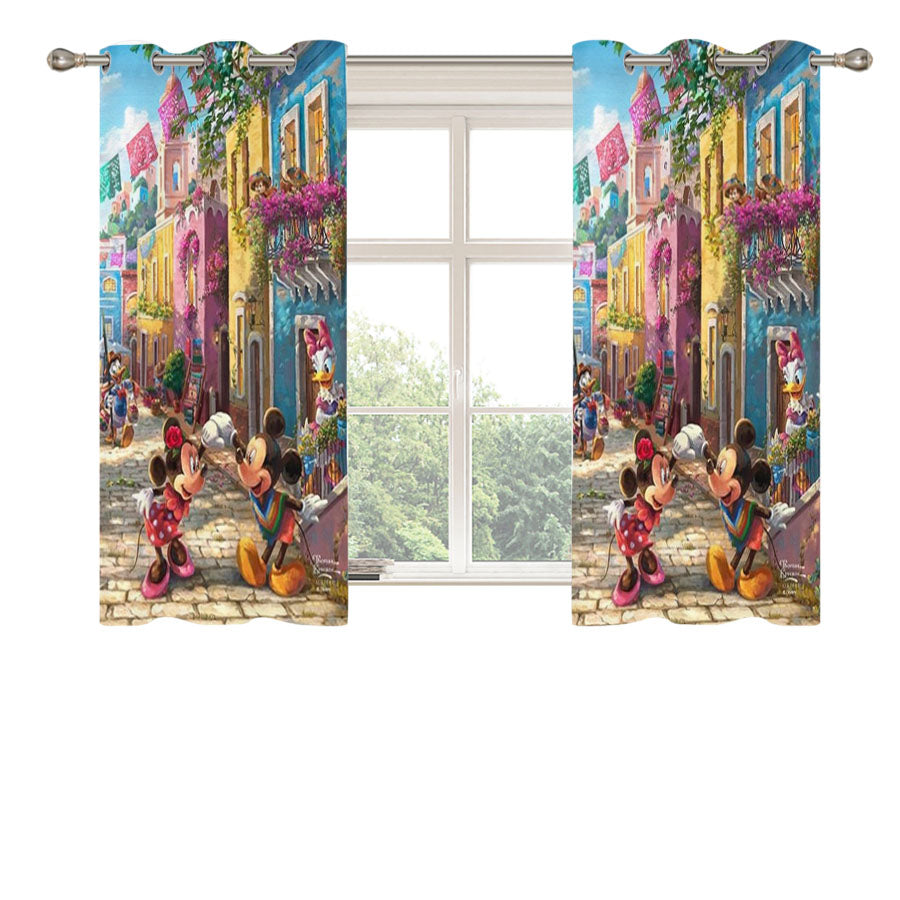 Mickey And Minnie In Mexico Peach Skin Window Curtains