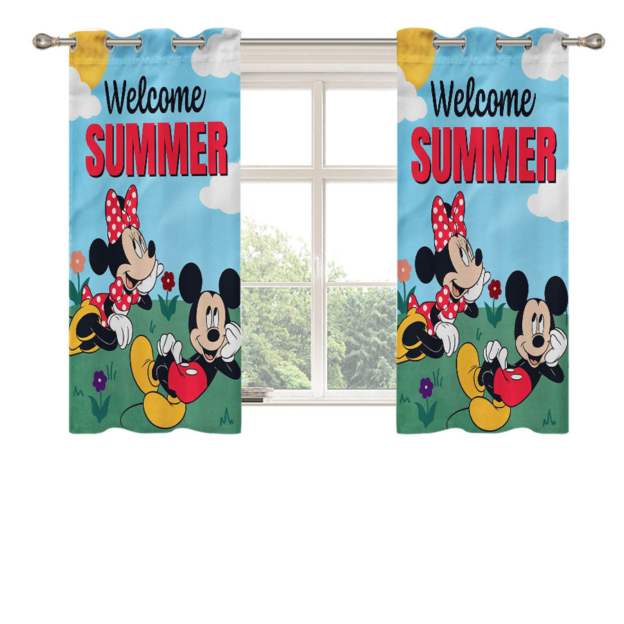 Mickey And Minnie Summer Peach Skin Window Curtains