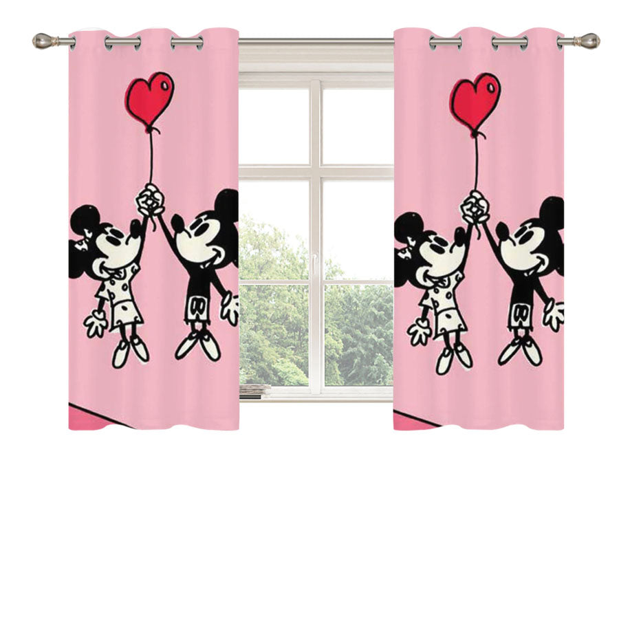 Mickey And Minnie Valentine Peach Skin Window Curtains