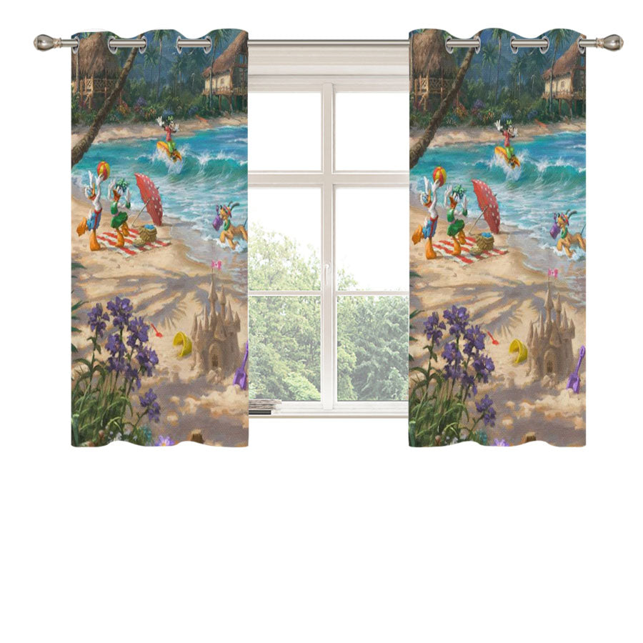Mickey Friends Hawaii Peach Skin Window Curtains