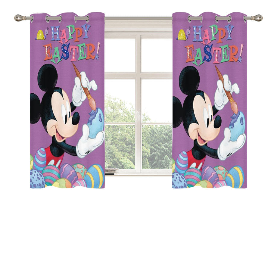 Mickey Happy Easter Peach Skin Window Curtains
