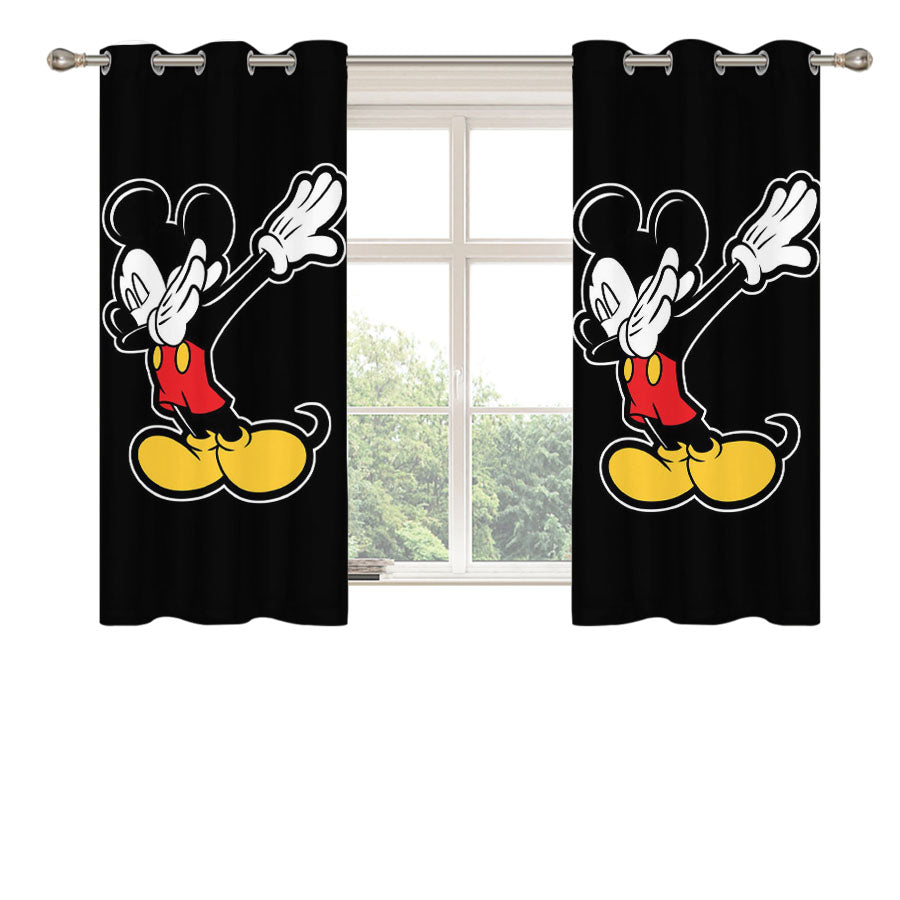 Mickey Keep Dabs Style On The Black Peach Skin Window Curtains