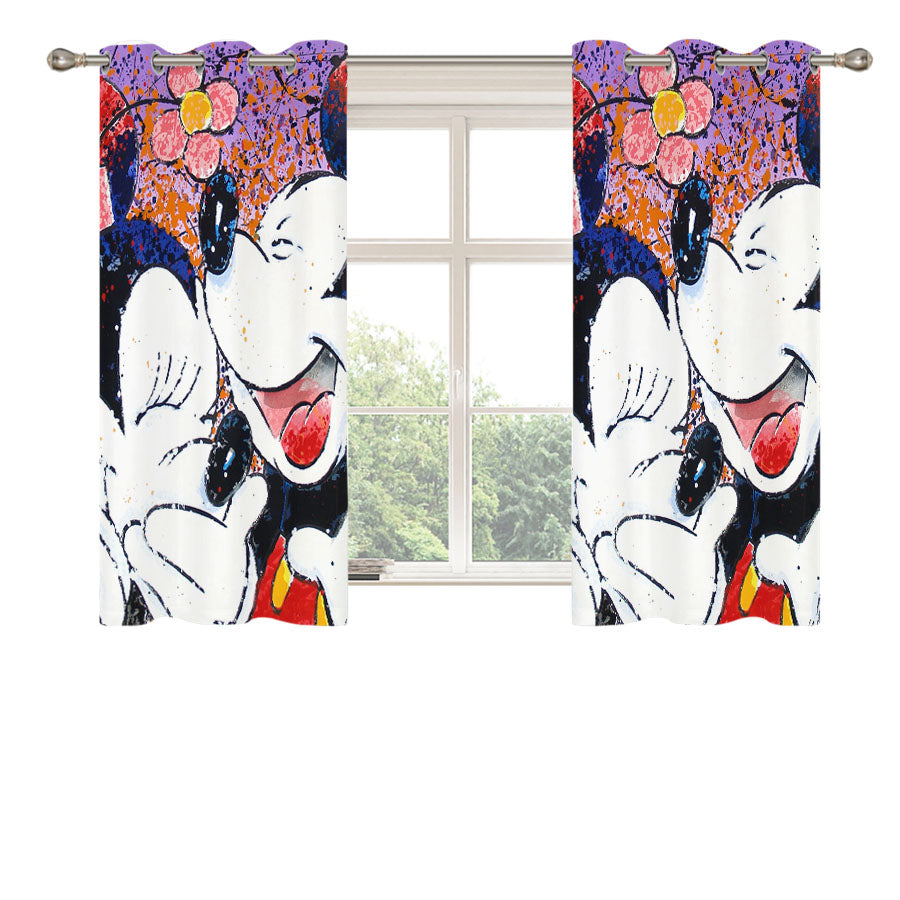 Mickey Love Minnie Peach Skin Window Curtains