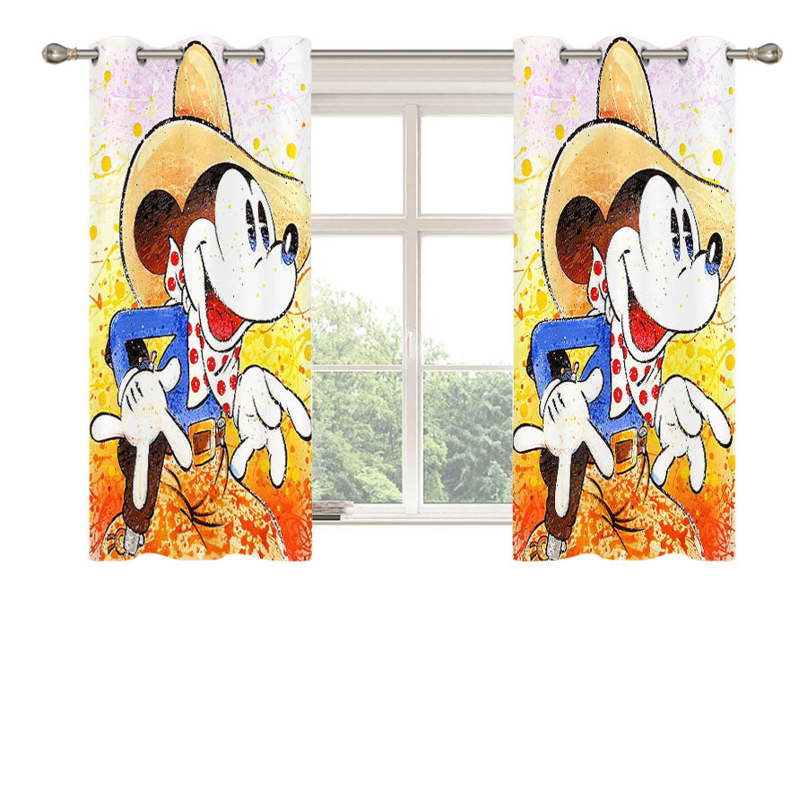 Mickey Mouse Brush Art Peach Skin Window Curtains
