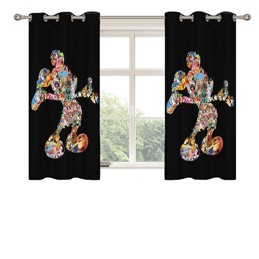 Mickey Mouse Characters Peach Skin Window Curtains