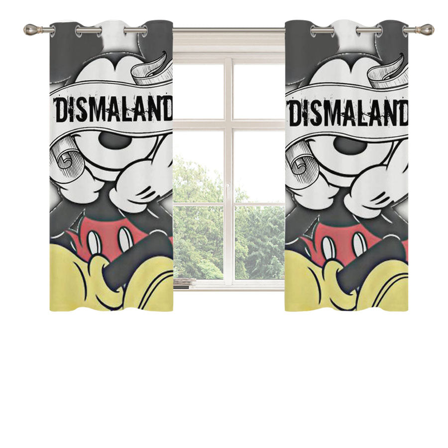 Mickey Mouse Dismaland Peach Skin Window Curtains