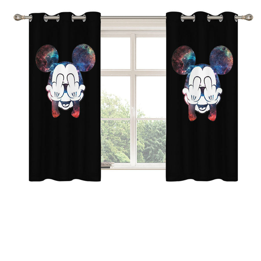 Mickey Mouse Galaxy Peach Skin Window Curtains