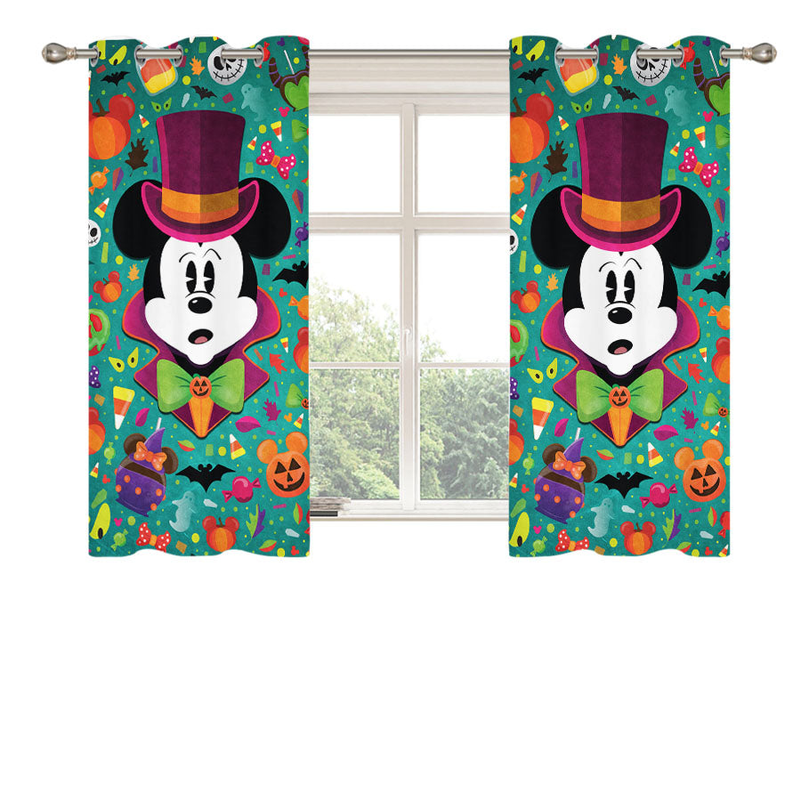 Mickey Mouse Halloween Peach Skin Window Curtains