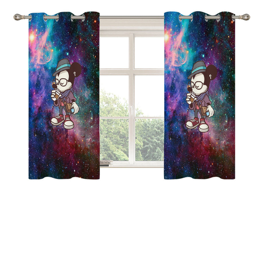 Mickey Mouse Hipster Galaxy Peach Skin Window Curtains