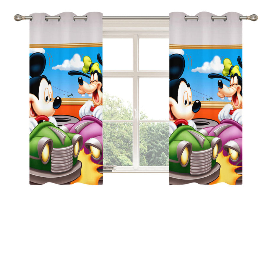 Mickey Mouse In Amusement Park Peach Skin Window Curtains